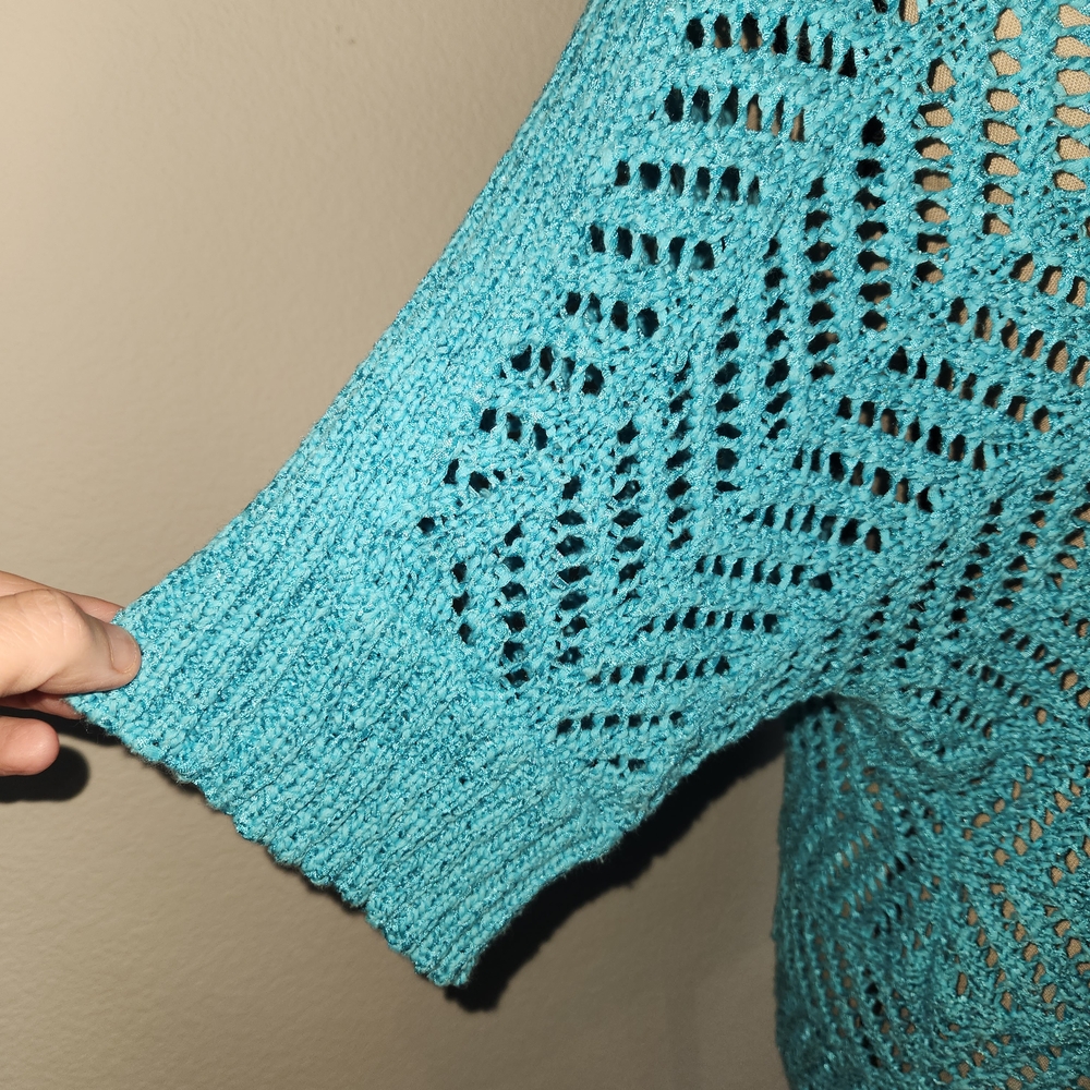 Chico Brand Turquoise Knit Sweater for Women SIZE 2 - Picture 3 of 13